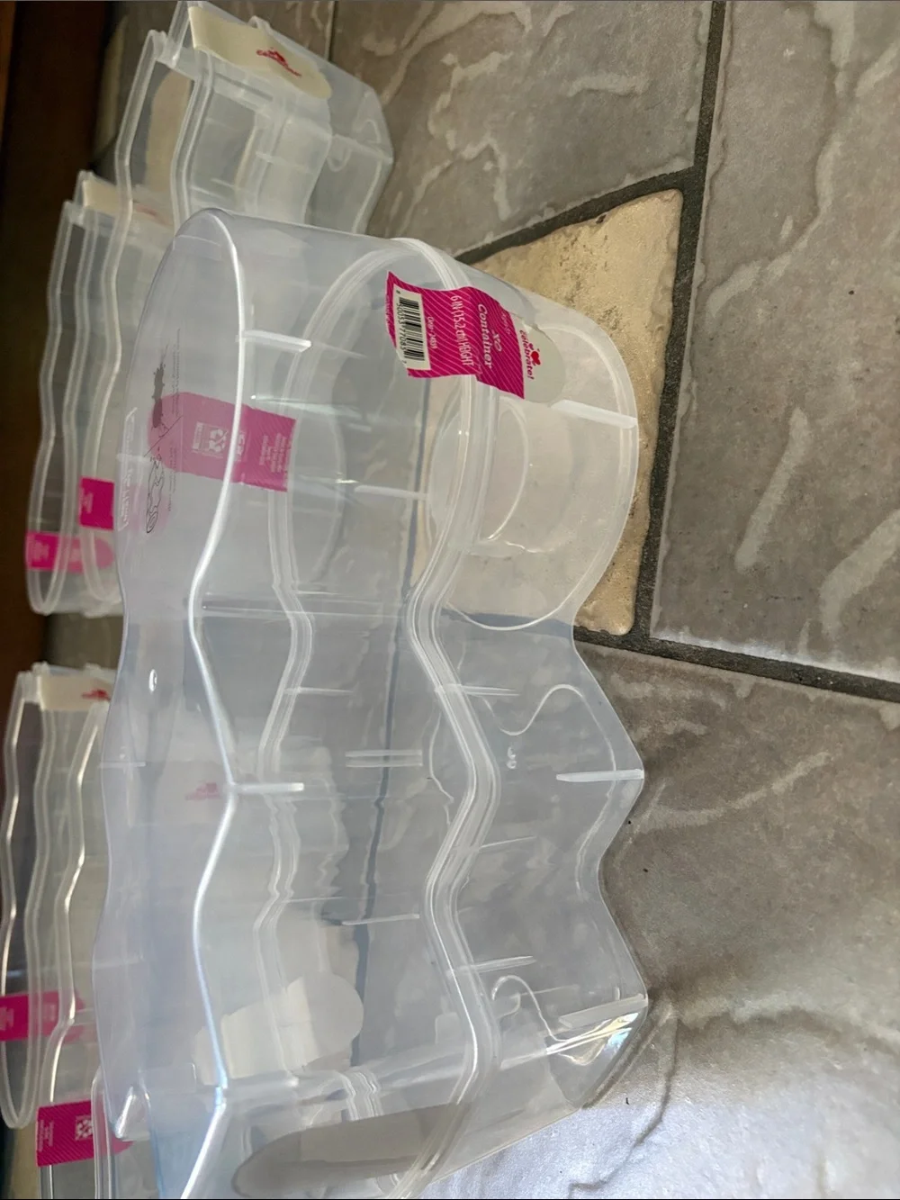 Lot/5 Clear Plastic Multi-Compartment Organizer XO Shape